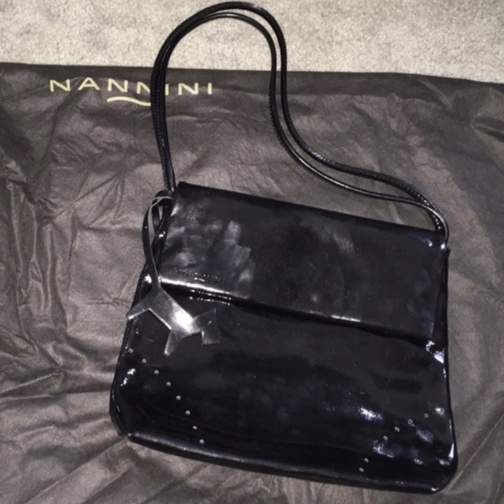 NANNINI black patent leather bag made in Italy ✨